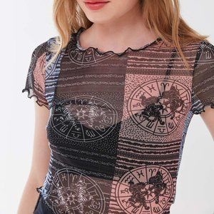 UO Mesh Lettuce-Edge Baby Tee Zodiac Astrology